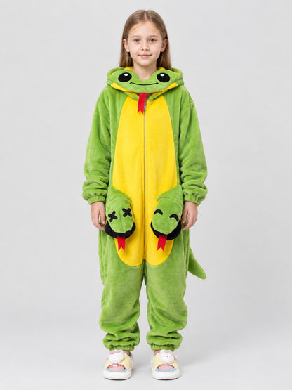 Green Flannel Hooded Pajama Jumpsuit