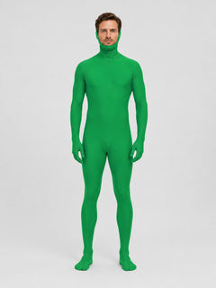 Green Fitted Jumpsuit with Open Face for Adults