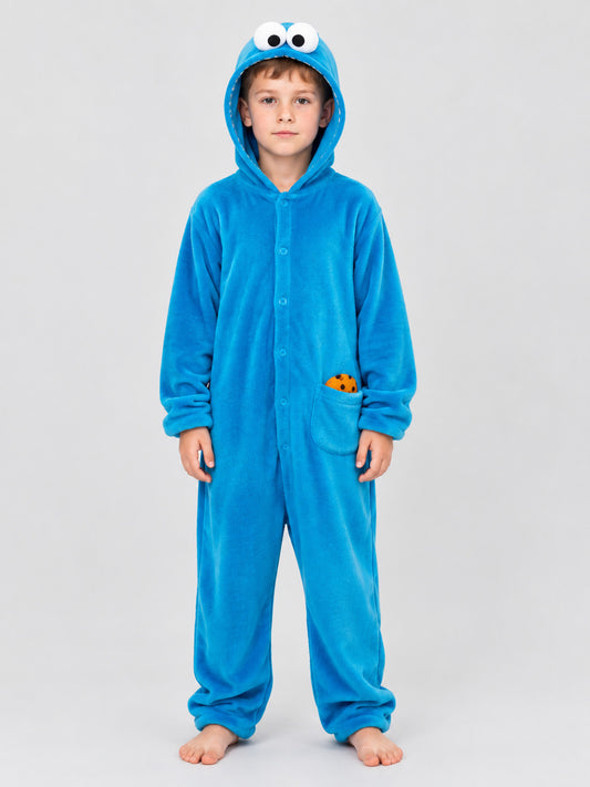 Blue Hooded Jumpsuit Pajama with Puffy Eyes