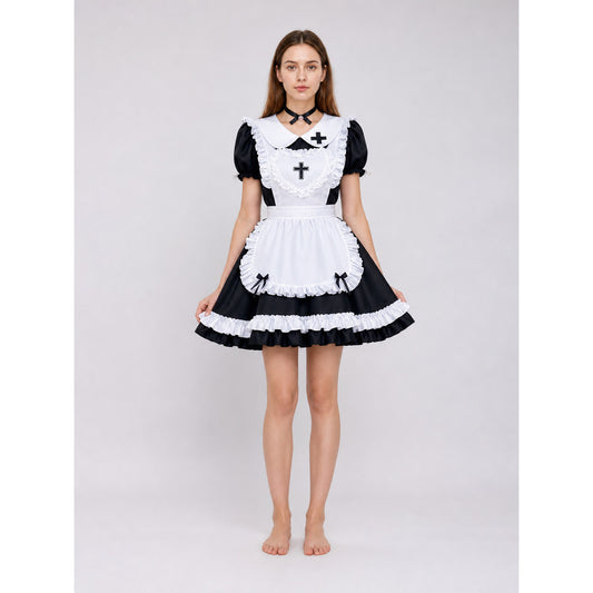 Black-and-white gothic lolita dress costume