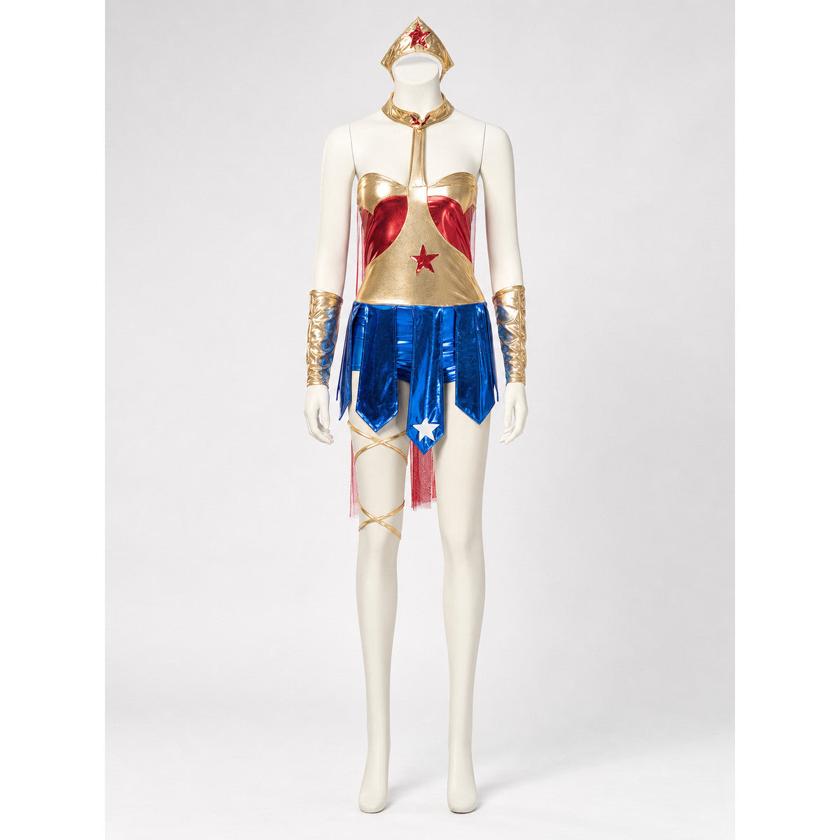 Wonder Woman-Style Superhero Costume for Cosplay on-model view