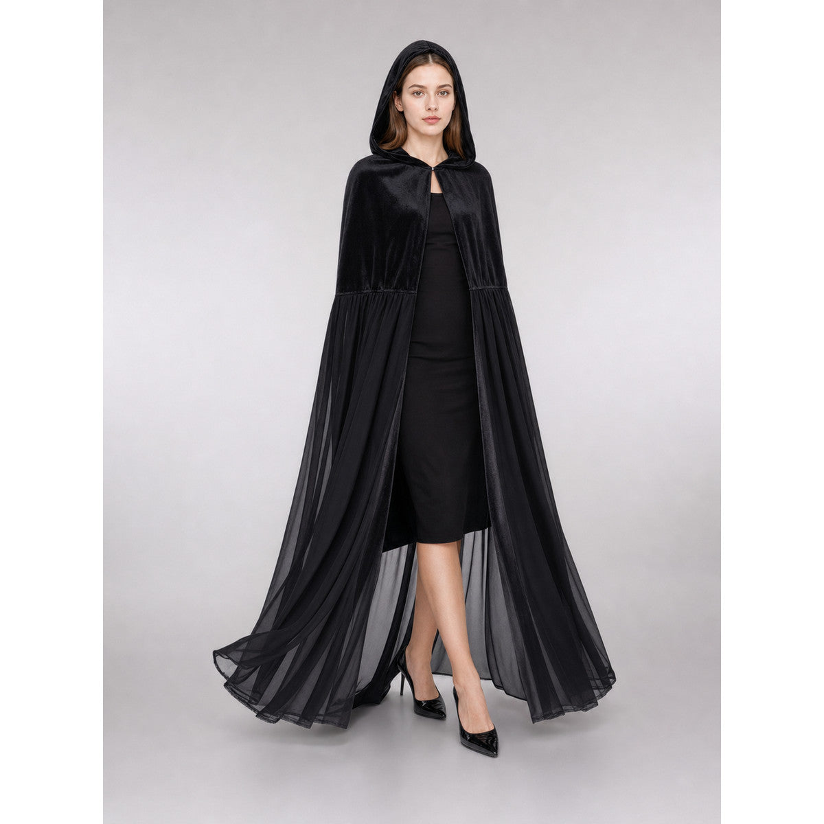 Black hooded costume cape for cosplay
