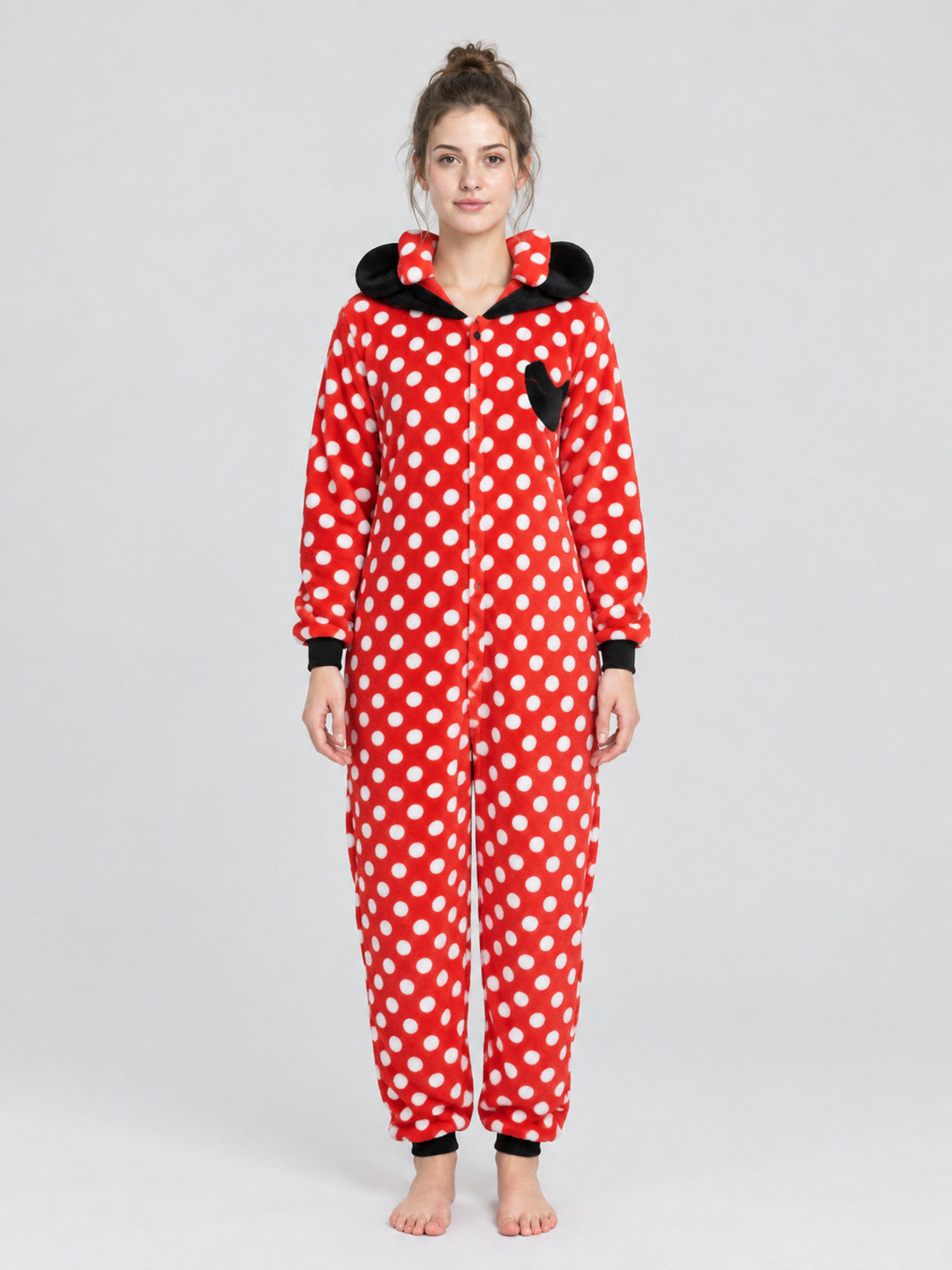 Red Kigurumi Jumpsuit with Ears and Bow