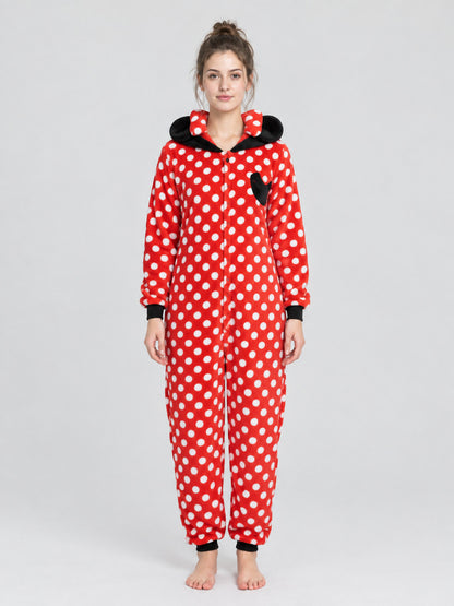 Red Kigurumi Jumpsuit with Ears and Bow