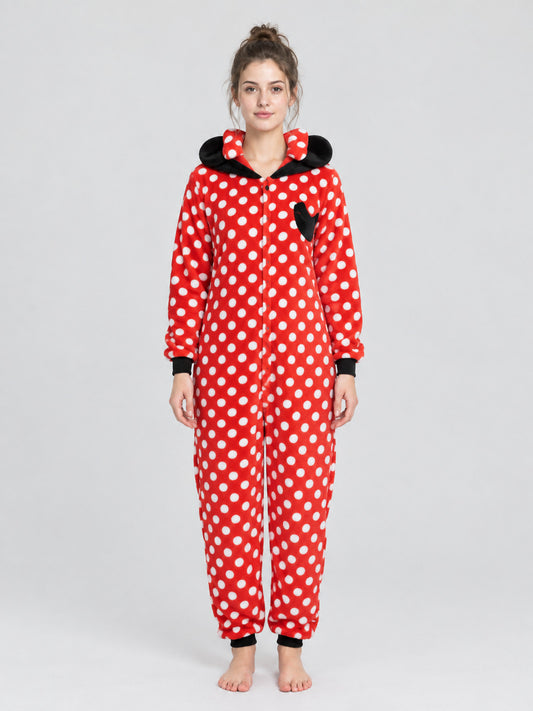 Red Kigurumi Jumpsuit with Ears and Bow