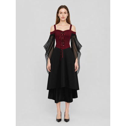 Strappy Gothic Lace-Up Dress on-model view