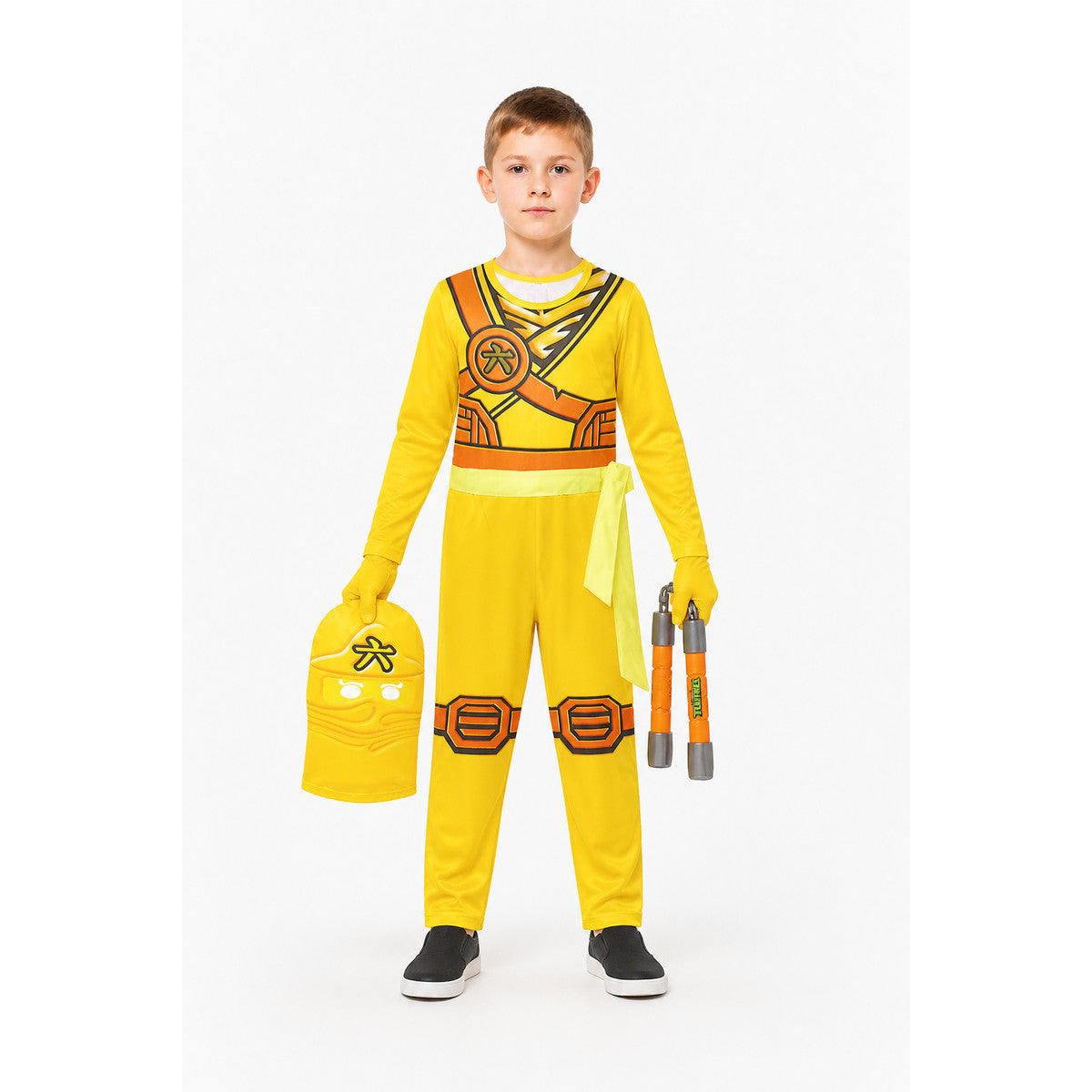 Yellow Ninja Jumpsuit with Mask and Belt main product view