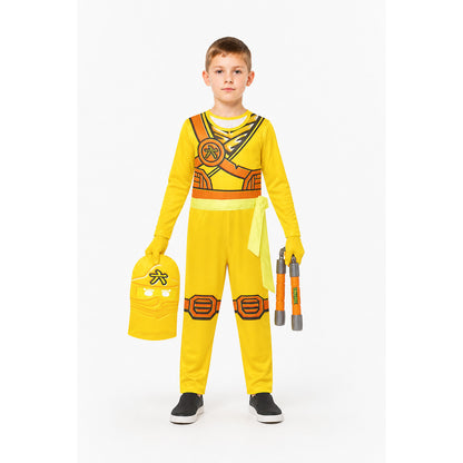 Yellow Ninja Jumpsuit with Mask and Belt main product view