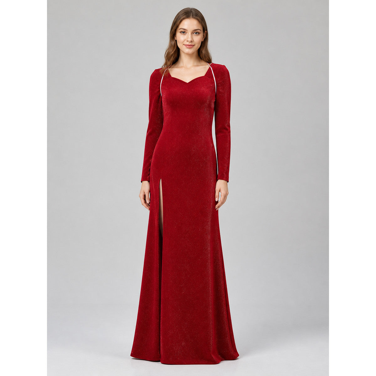 Shrek Costume: Red Long-Sleeve Maxi Dress main product view