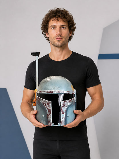 Silver-Blue Futuristic Cosplay Helmet