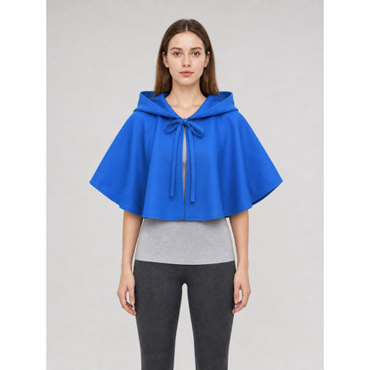 Medieval Hooded Cape Cloak with Ties on-model view