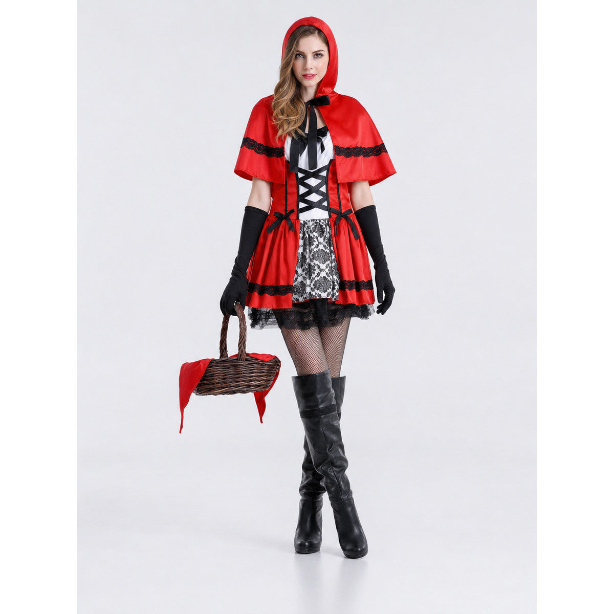 Little Red Riding Hood Costume with Hood and Gloves