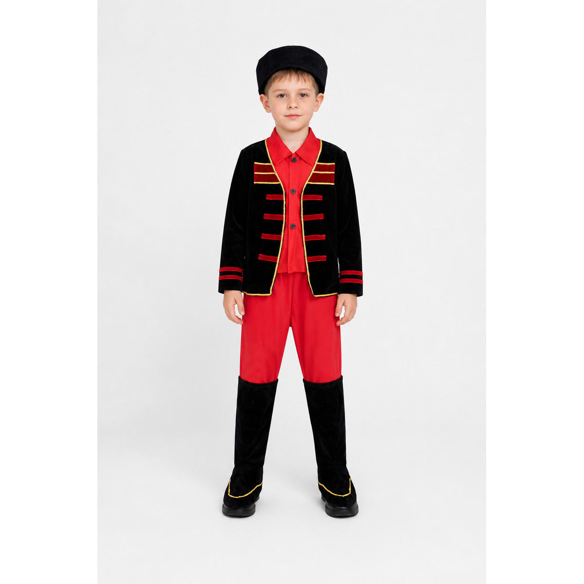 Russian Folk Costume for Boys with Hat and Boots main product view