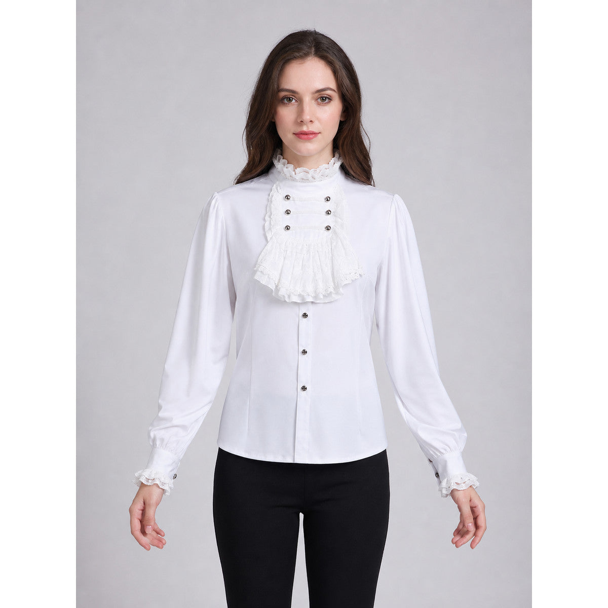 Cosplay Shirt with Jabot and High Collar