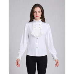 Cosplay Shirt with Jabot and High Collar
