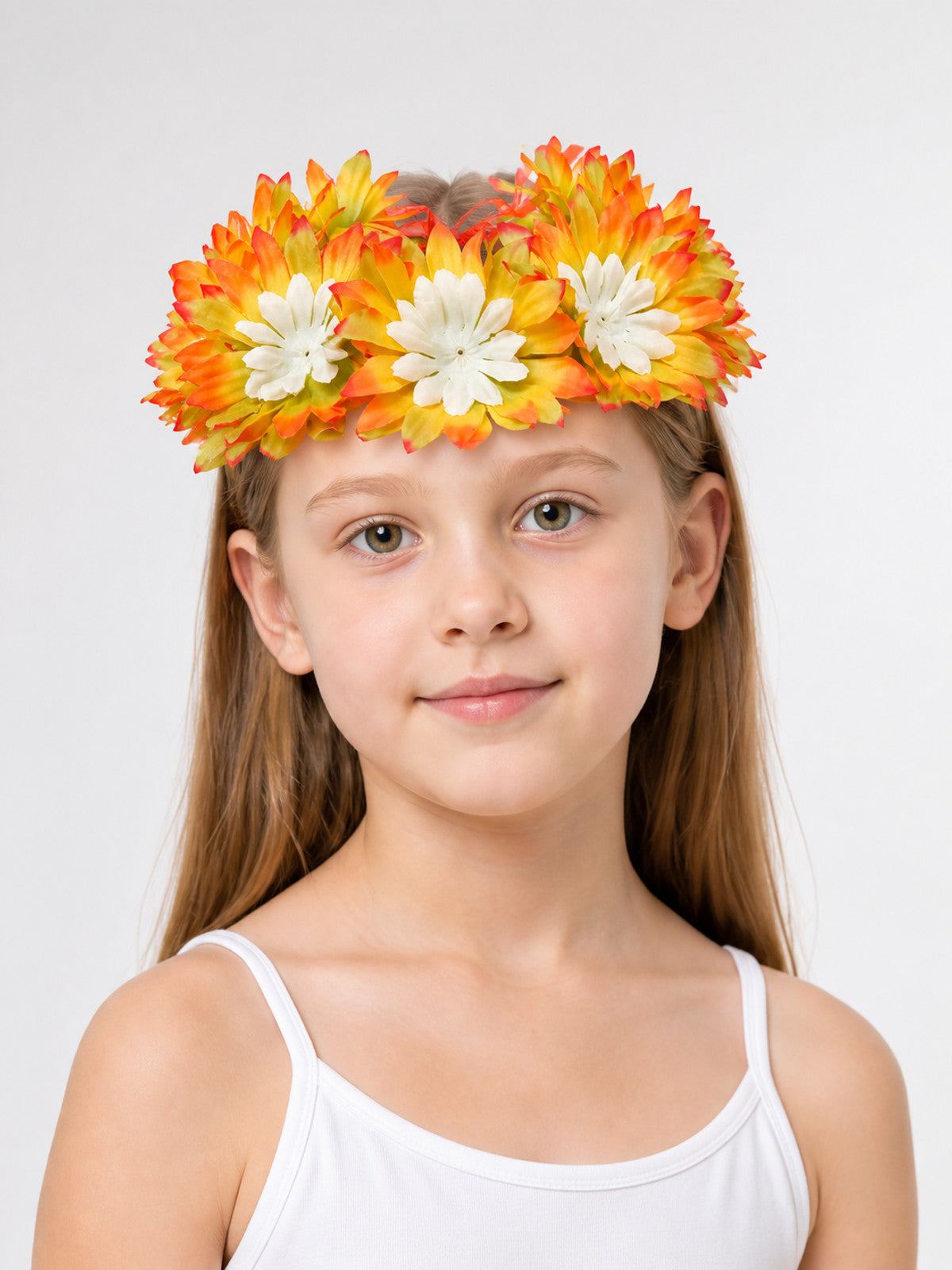 Carnival Headwear with Orange and White Flowers main product view