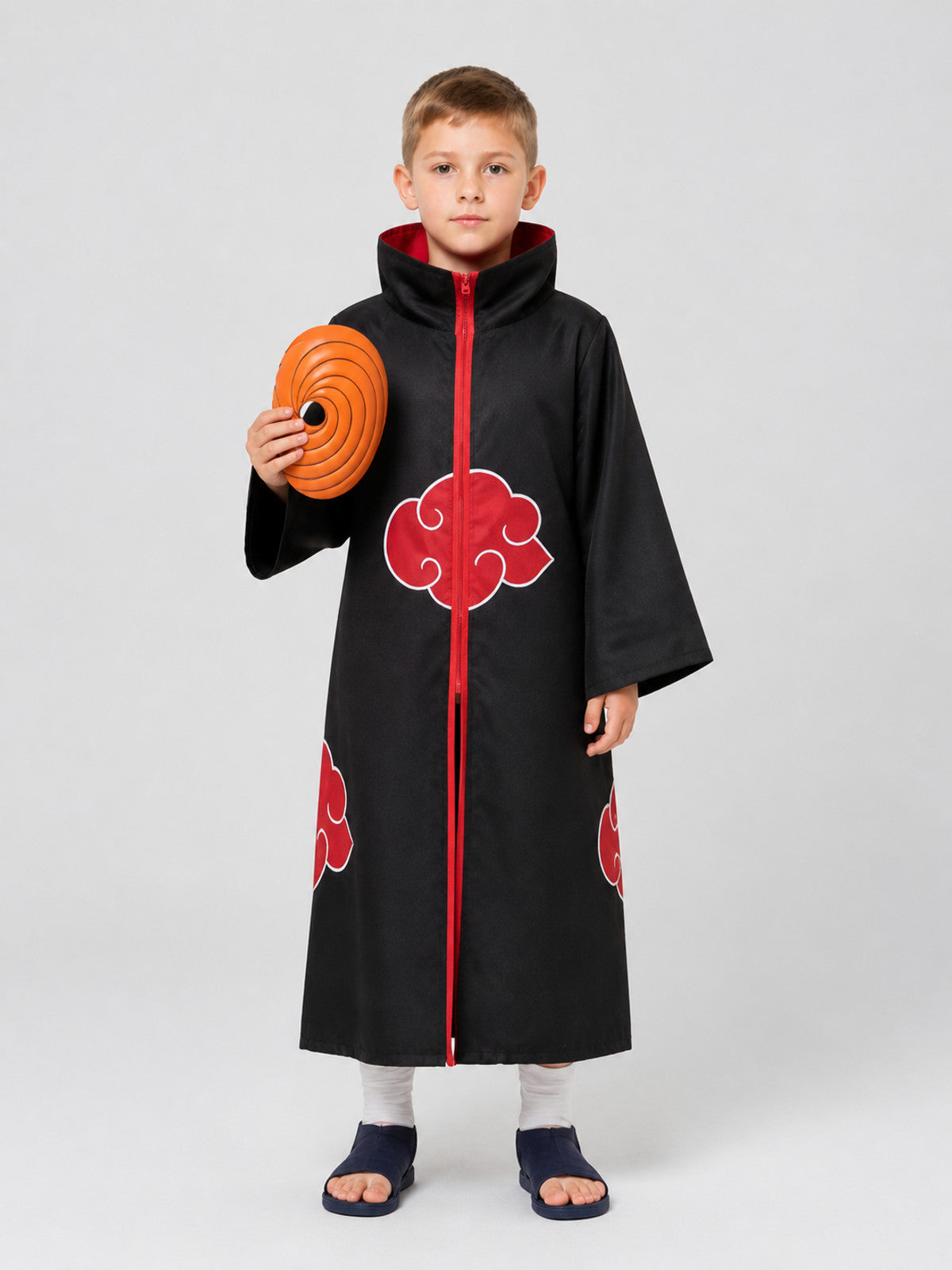 Akatsuki Cloak with Mask for Cosplay, Black with Red Pattern