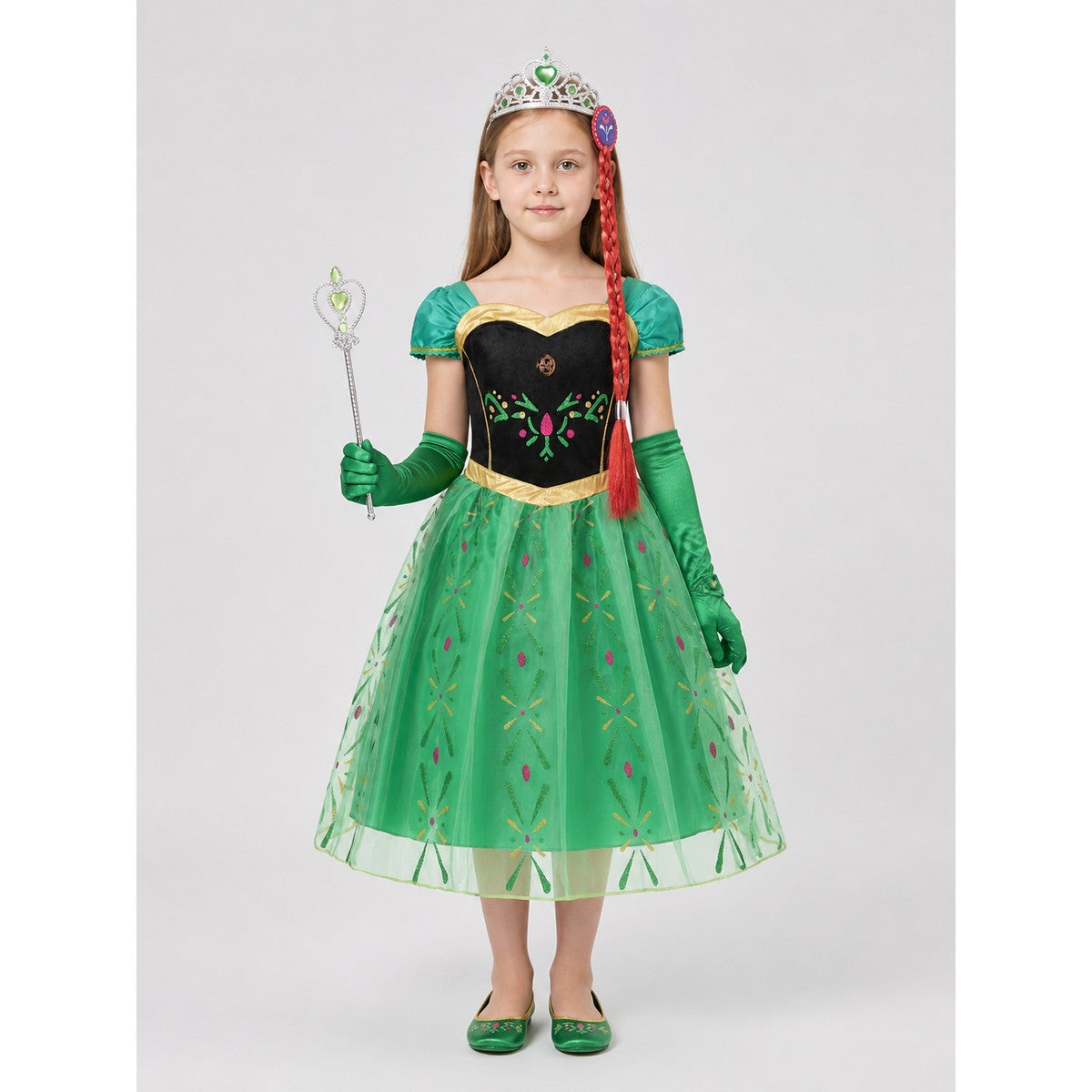 Anna Costume with Crown and Wand for Children Ages 2–8 on-model view