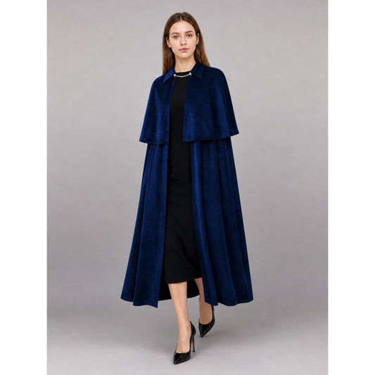Dark Blue Costume Cape with Stand-Up Collar