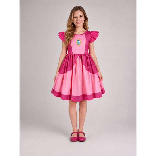 Kids' Peach Daisy Princess Dress for Cosplay