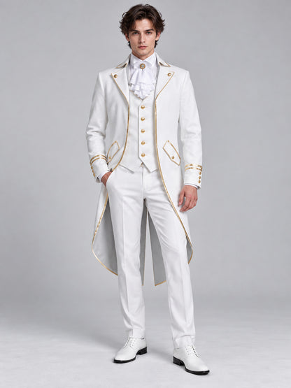 White Tailcoat with Gold Trim and Buttons