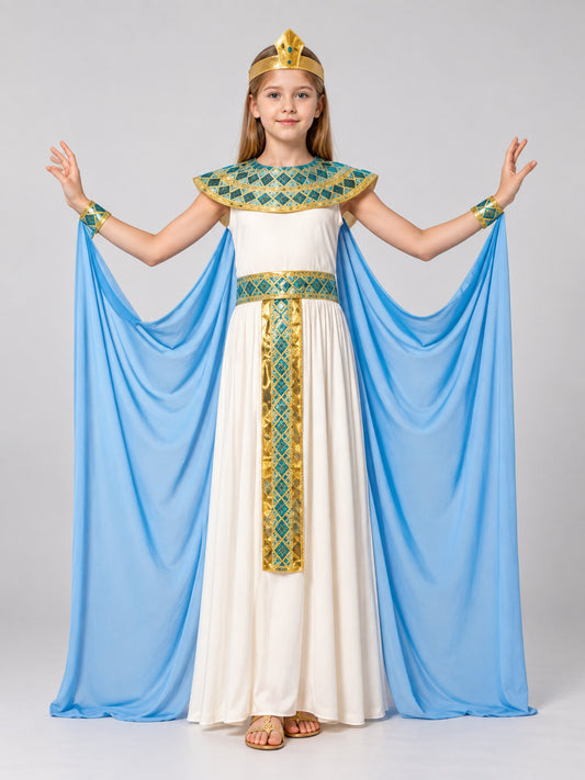 Egyptian-Style Carnival Costume with Blue Cape