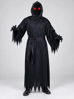 Vampire Halloween Costume with Hood and Belt, Black