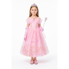Pink Princess Costume with Crown and Bow