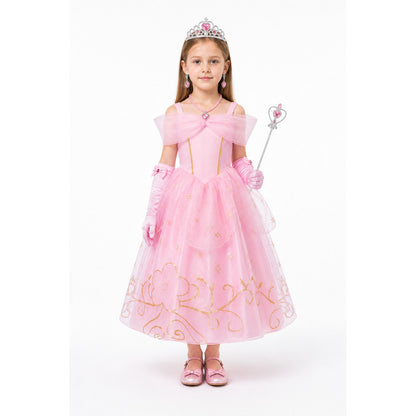 Pink Princess Costume with Crown and Bow main product view