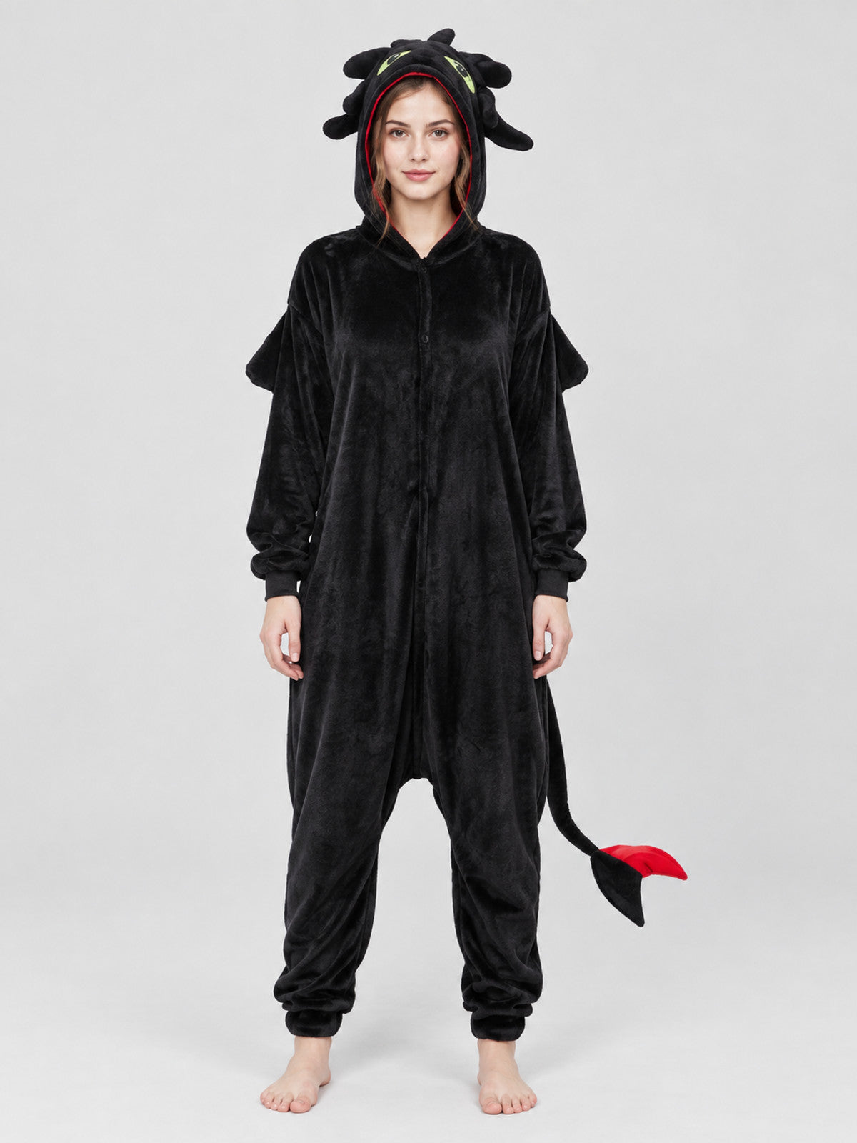 Black Kigurumi with Hood, Horns, and Tail
