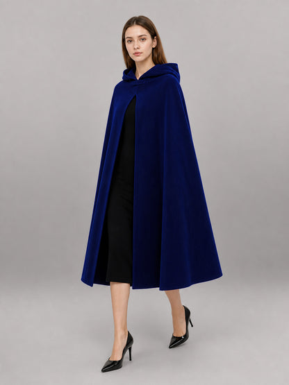 Dark Navy Carnival Cloak with Hood front view