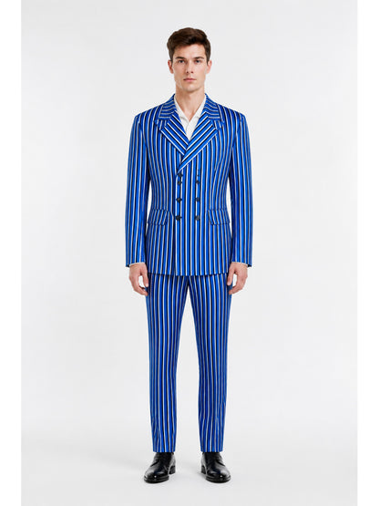 Blue Striped Two-Piece Cosplay Suit main product view