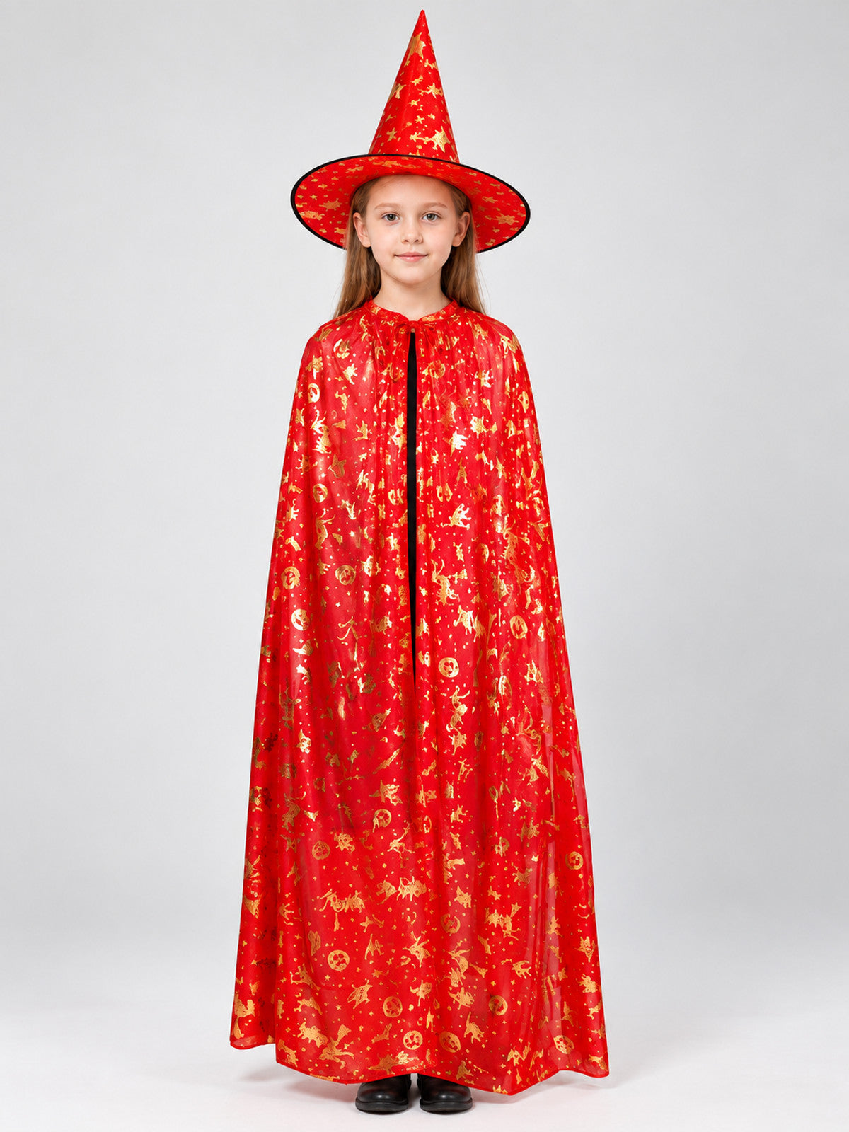Carnival Costume: Red Cape and Hat with Print