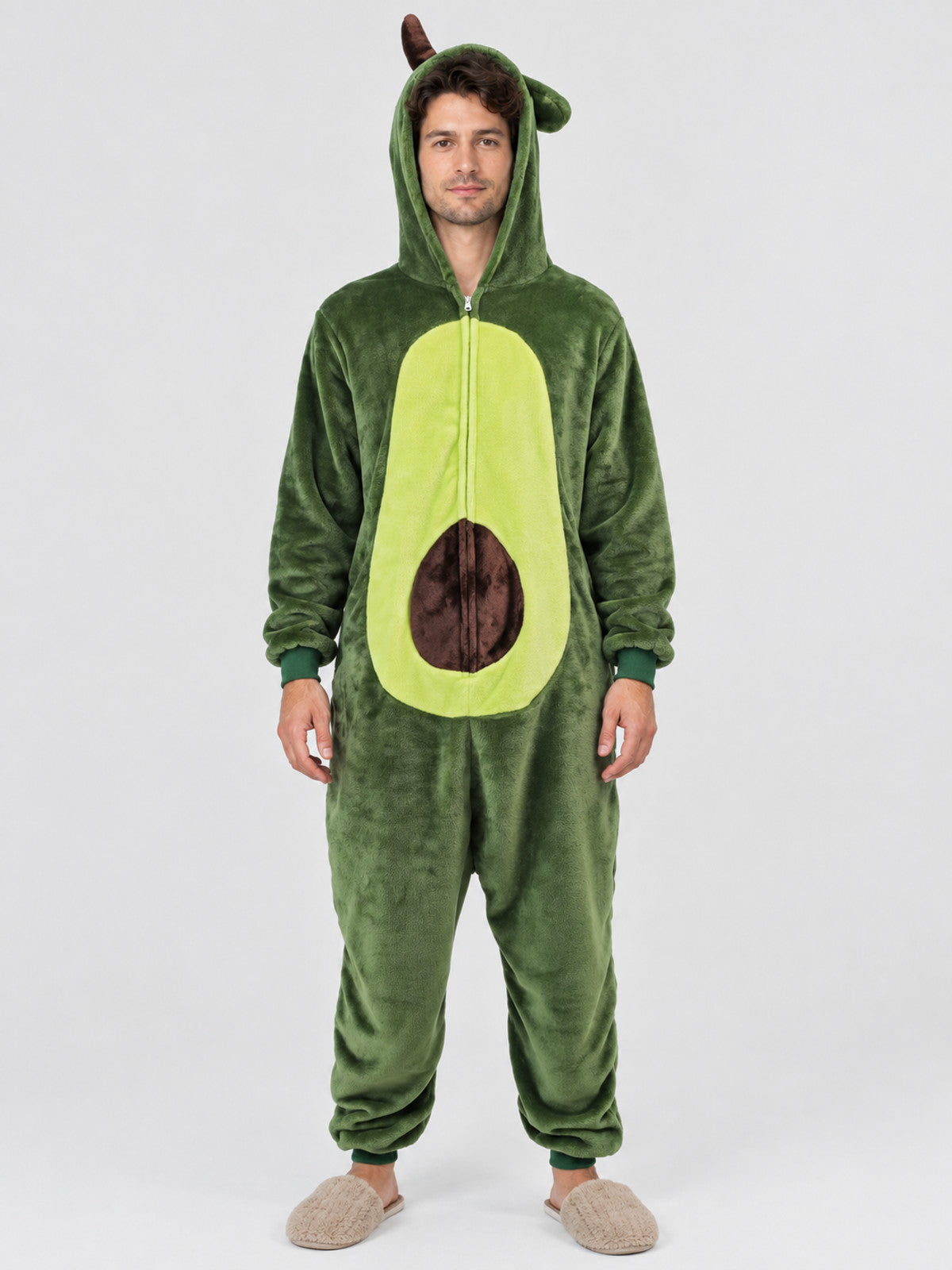 Hooded Pajama Jumpsuit with Horns and Ears, Green