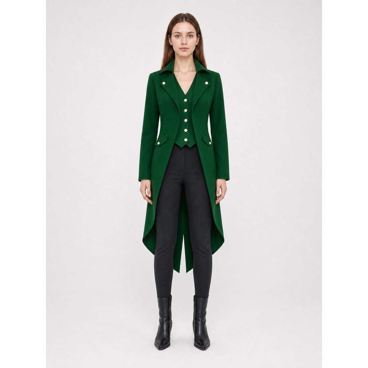 Long Dark Green Gothic-Style Tailcoat