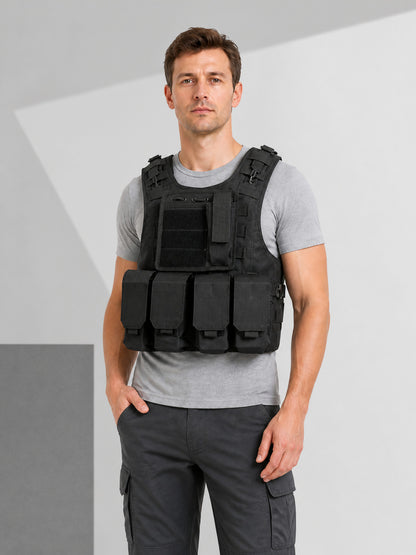 Black Tactical Vest with Adjustable Straps