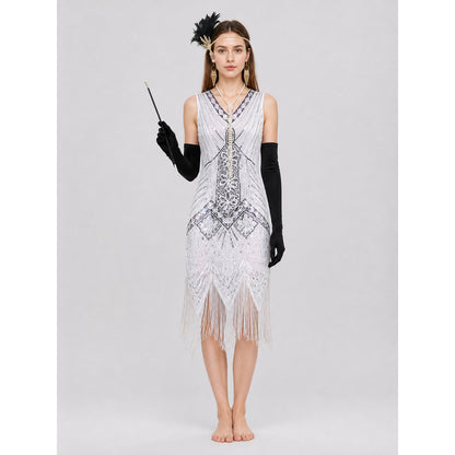 1920s-Style Fringe Dress with Sequins