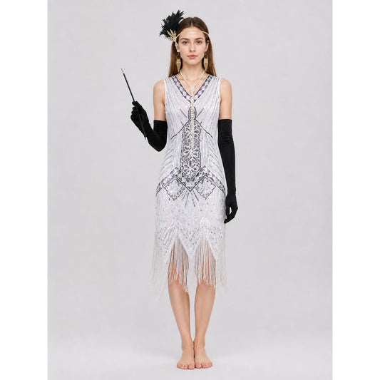 1920s-Style Fringe Dress with Sequins