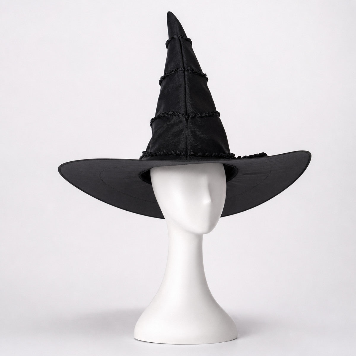 Black Halloween Witch Hat With Glossy Surface, Tall Pointed Crown And Wide Floppy Brim For Witch Cosplay Costume Party Accessory