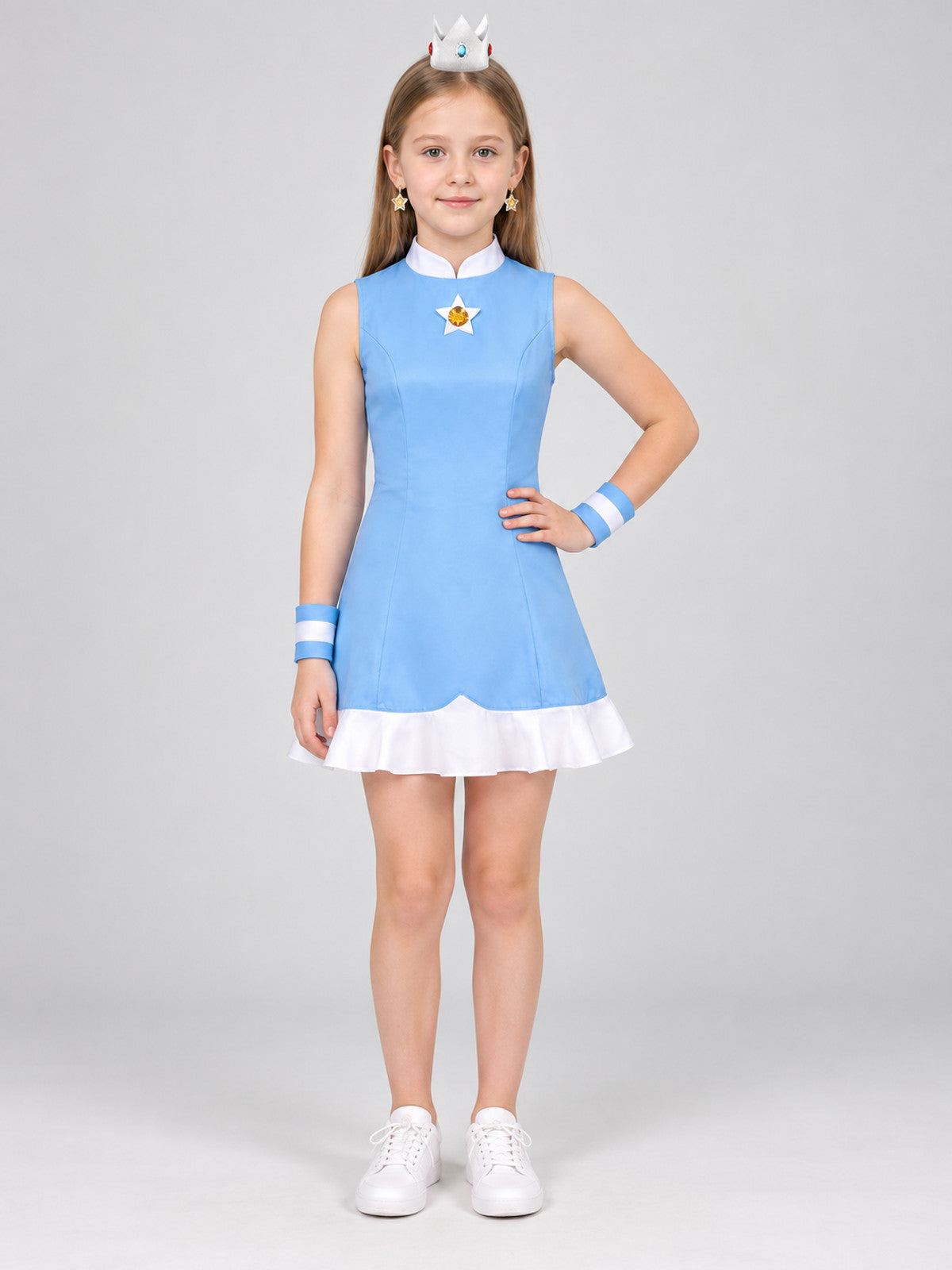 Cosplay Dress with Crown and Accessories on-model view