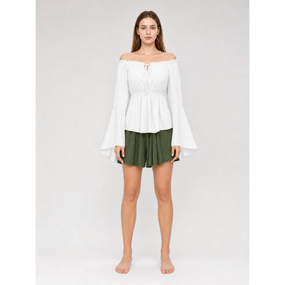 Off-the-Shoulder Blouse with Flared Sleeves