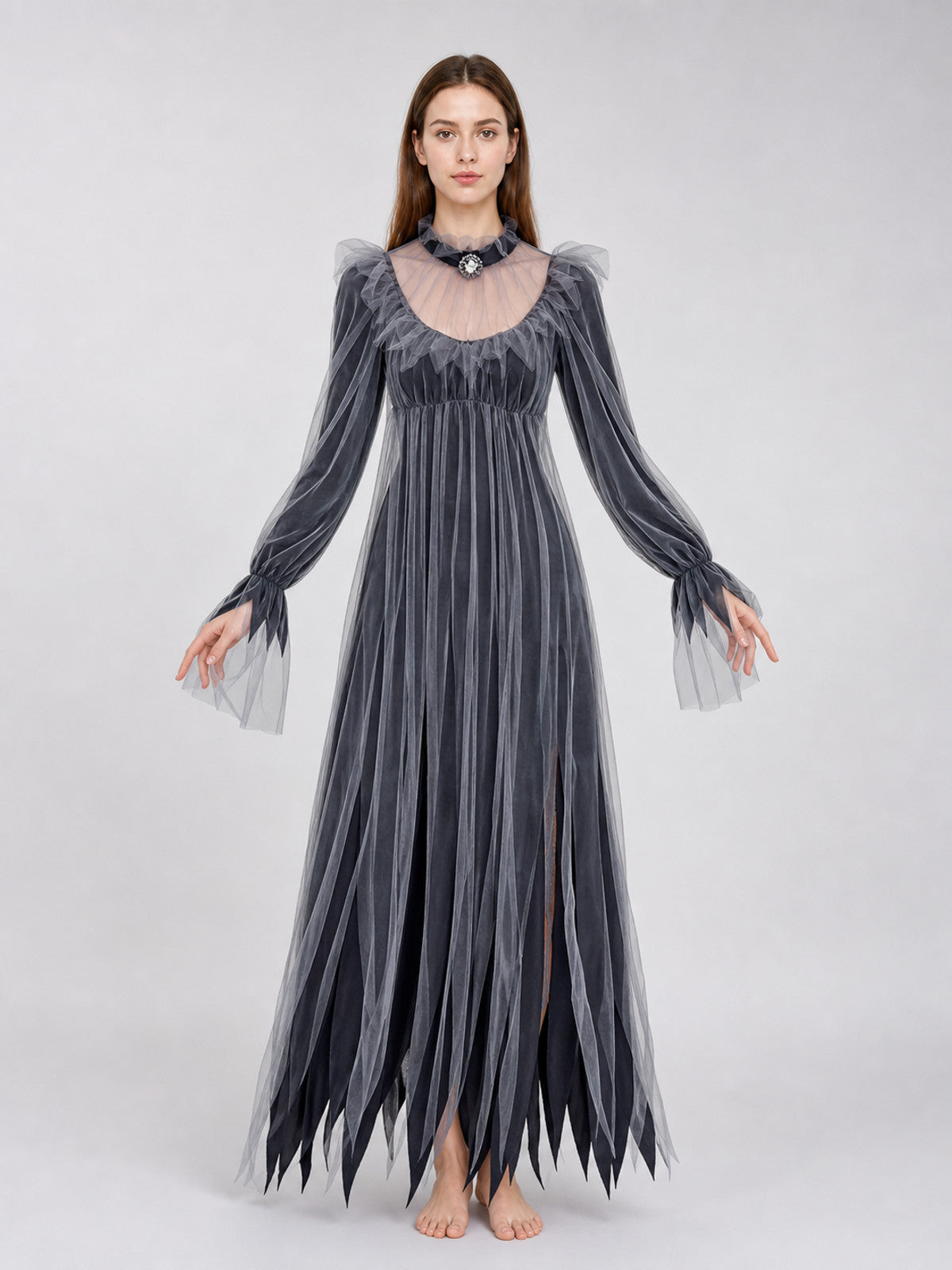 Gothic Maxi Dress for Halloween and Cosplay front view
