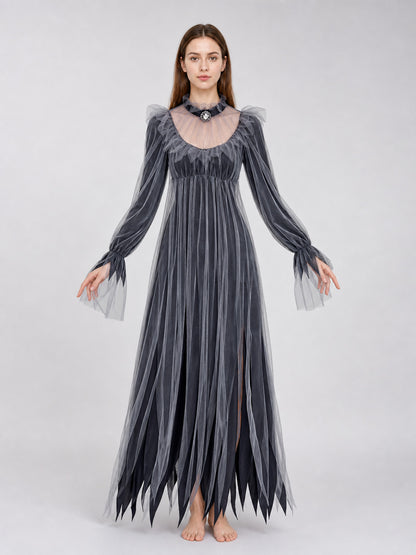 Gothic Maxi Dress for Halloween and Cosplay front view