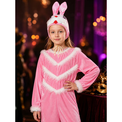 Bunny Jumpsuit Costume with Hood for Stage Performances on-model view