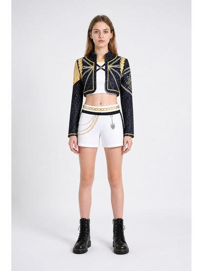 Black-and-White Cosplay Costume with Gold Decoration main product view