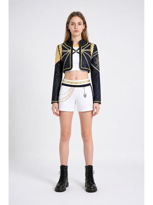 Black-and-White Cosplay Costume with Gold Decoration main product view