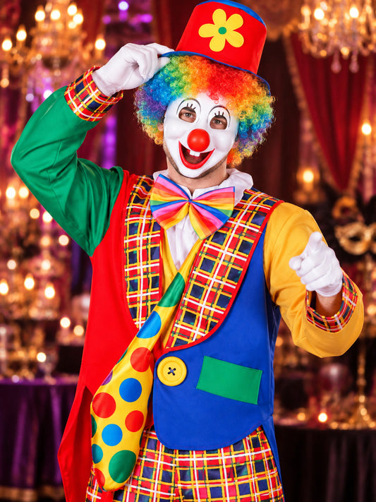 Adult Clown Costume Made of Polyester with Wig and Mask