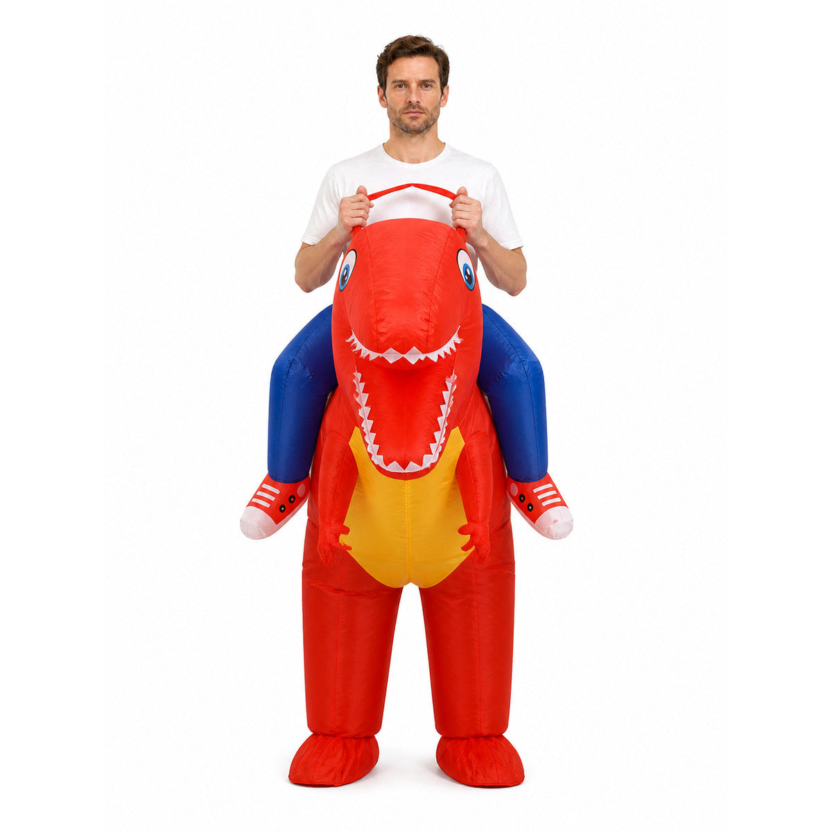 Red Dinosaur Costume with Tail for Parties front view