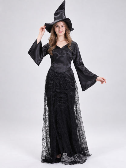 Witch Costume: Black Lace Dress and Hat