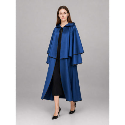 Long Blue Hooded Costume Cape